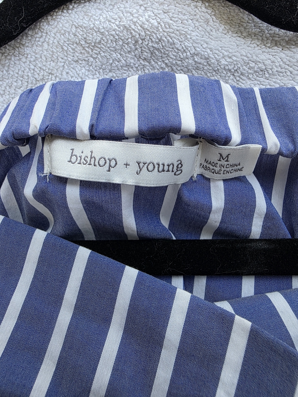 Bishop + Young Blue & White Striped Off Shoulder Ruffle Top Size M Resort Wear - Picture 6 of 10